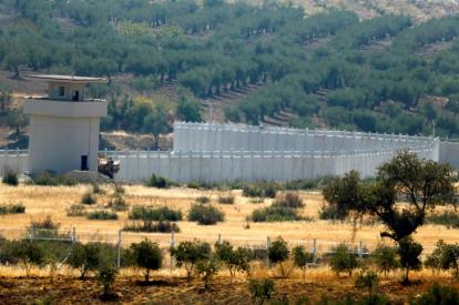 A wall along the border between Turkey and Syria is pictured near the southeastern town of Deliosman in Kilis province